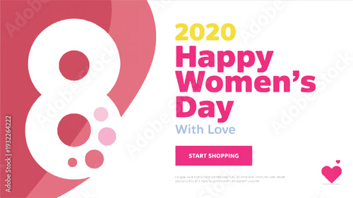 International Women's Day celebration greeting card design with love and hearts