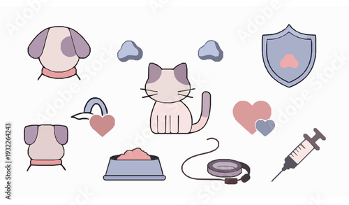 Modern pet health and veterinary icon collection for branding