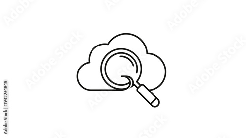 Magnifying Glass Over Cloud Icon.