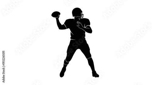 American Football Player Throwing Ball.