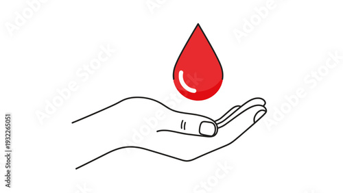 Red Blood Drop on Hand.