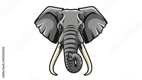 Gray Elephant Head Closeup Portrait.