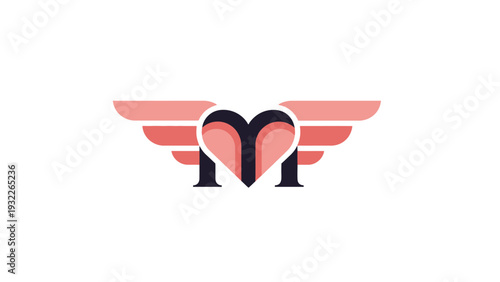 Winged Heart Logo Design Element.