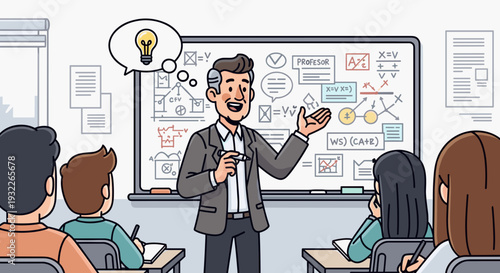 Businessman presenting to students in classroom setting 1.