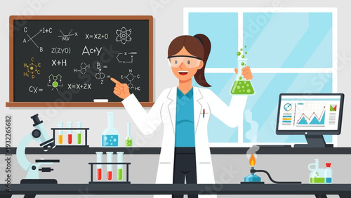 Female Scientist in Laboratory.