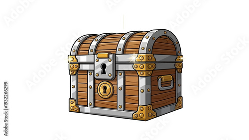 Vintage Treasure Chest Illustration.