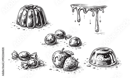 Glossy Treats Hand Drawn Shiny Food Texture Vector Illustration Pack