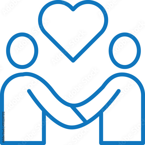 Family connection illustrated with embracing figures and a heart symbol above