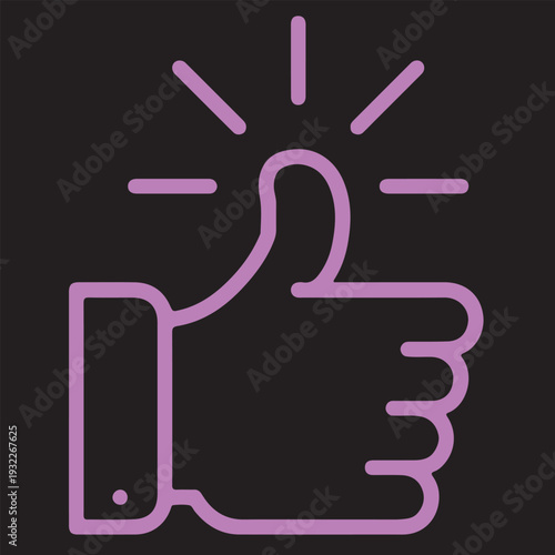 A simple purple outline of a hand giving a thumbs up gesture
