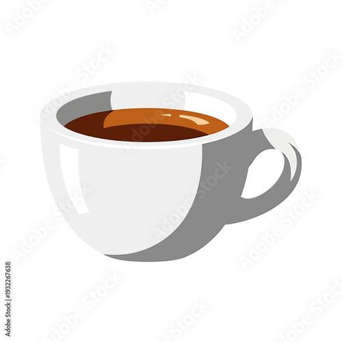 White Coffee Cup with Coffee Inside. Vector Illustrations. EPS Editable