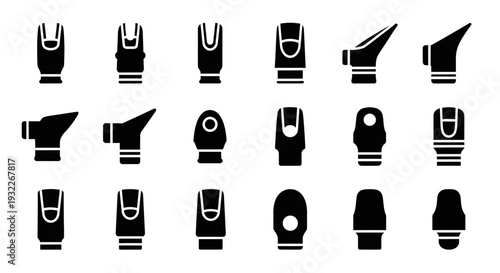 Collection of various glove icons in black and white, showcasing different styles and designs