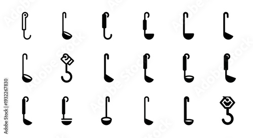 Collection of various hook illustrations displayed in a grid pattern on a clean background