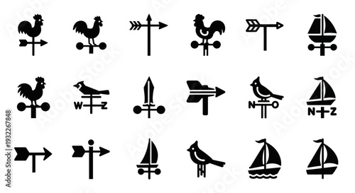 Collection of 20 black navigation icons featuring animals and symbols on a white background displayed in a grid