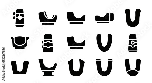 Collection of Various Shoe Icons Displayed in Grid Format