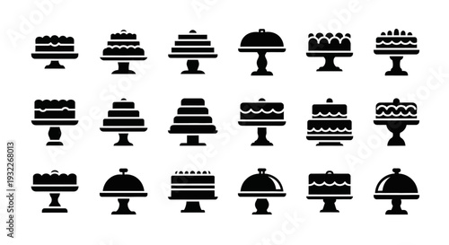 Collection of Various Cake Stand Silhouettes Displayed Against a Clean Background from a Front Viewpoint