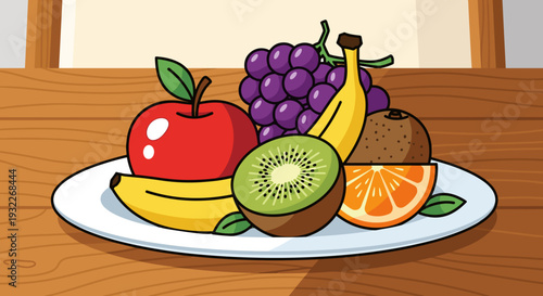 Assorted Fresh Fruits on White Plate.