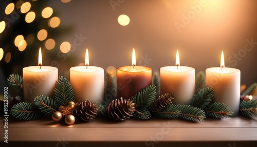 Wallpaper Mural close up of four advent candles one glowing soft focus minimal background Torontodigital.ca