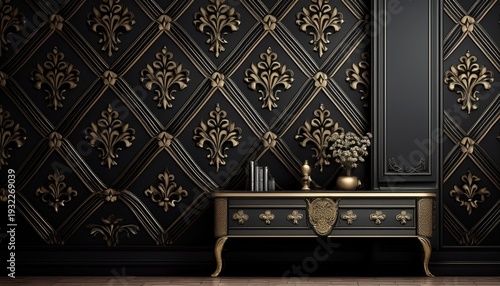 Wallpaper Mural interior design black royal background pattern Torontodigital.ca