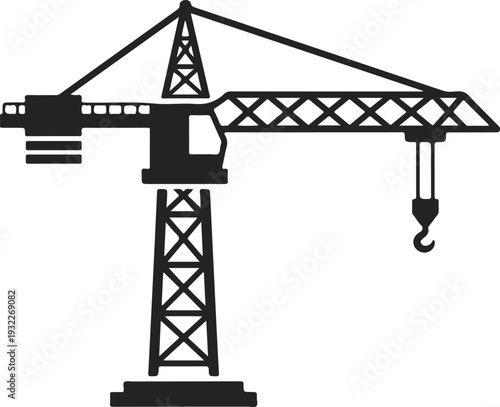 Construction crane vector illustration, flat design graphic, scalable art