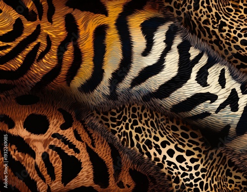 Wallpaper Mural tiger leopard zebra and snake animal print textures for fashion and textile design background generative ai Torontodigital.ca