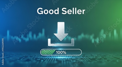 A graphic representation of a successful online transaction with a 100 percent completion status