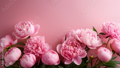 Wallpaper Mural pink peonies against a pink backdrop Torontodigital.ca