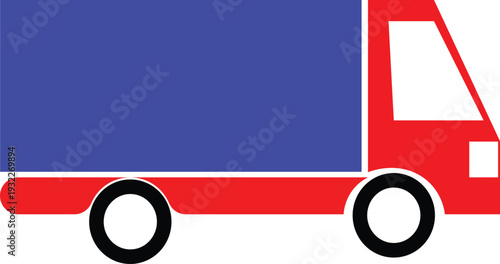 Illustration of a red delivery truck with a blue cargo area, symbolizing logistics and transportation services