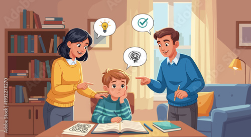 Family Helping Child with Homework Together 5.