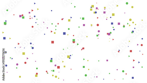 Terrazzo-inspired modern speckled stone texture with vibrant multicolored shapes scattered across a clean white background, evoking a playful and contemporary design aesthetic