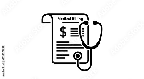 Medical Billing Icon with Stethoscope - Healthcare Finance Concept