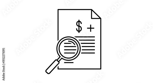 Magnifying Glass Over Medical Bill Document Icon