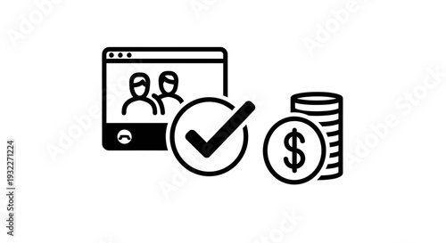 Online Meeting Approved with Payment Icon