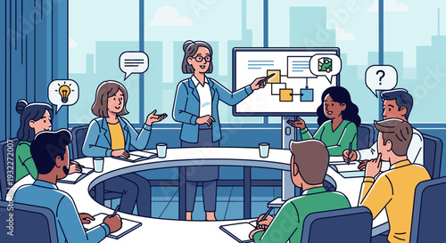 Business Meeting with Team Discussion 1.