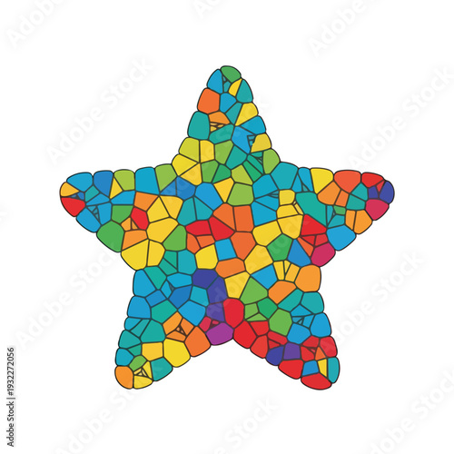 Colorful mosaic starfish isolated on white background