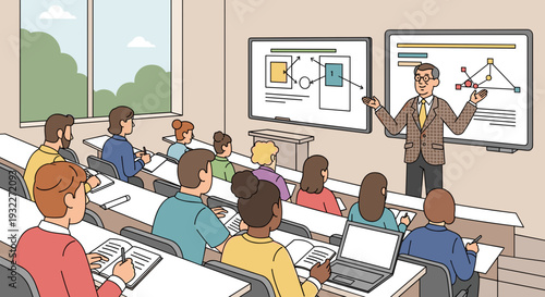 Businessman Teaching Students in a Classroom 1.