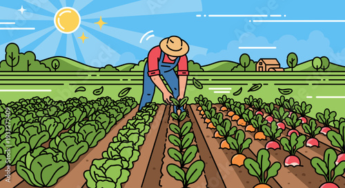 Farmer Tending to Crops in Field 1.