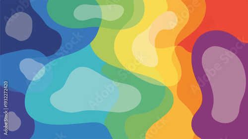 Colorful, organic, overlapping shapes, forming a dynamic abstract artwork