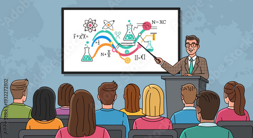 Teacher Explaining Science Concepts to Students.