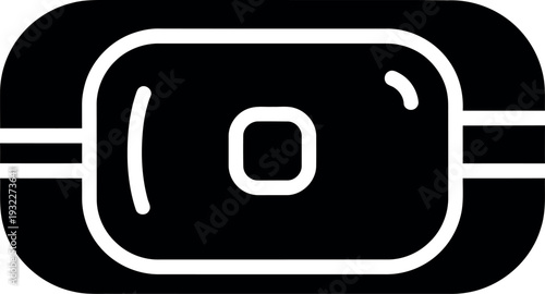 Simple black and white illustration of a stylized television set