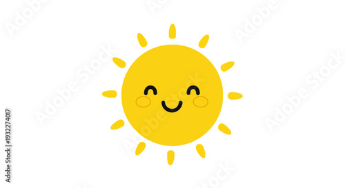Smiling sun with rosy cheeks and happy face