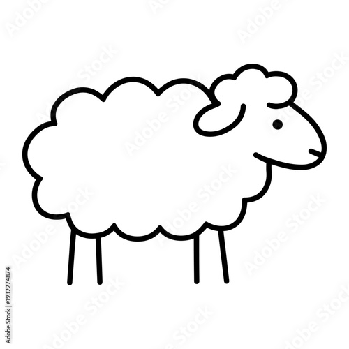 A cute and funny cartoon vector illustration of a happy white sheep and domestic lamb character isolated on a white background for farm nature art