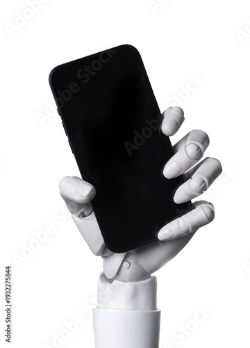 Artificial Intelligence Robotic Arm Showing Mobile Phone Display Mockup