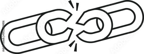 Hand drawn vector illustration of a broken chain link icon symbolizing disconnection, failure, or a lost bond in digital communication.