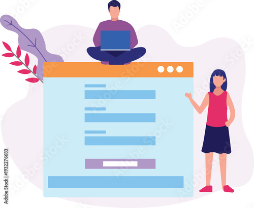 The boy and girl is working about webpage account logging on laptop