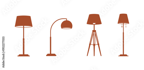 Icon set featuring 4 standing lamps, ideal for use in websites, print design, or apps against a white backdrop.