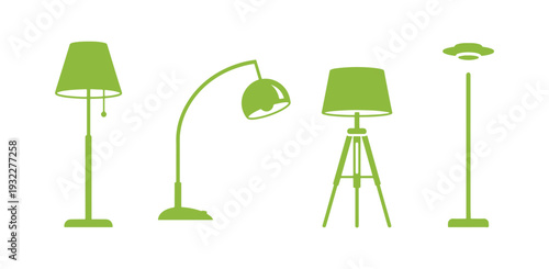 Four standing lamp icons, a design element that works well for websites, print, or apps on white.

