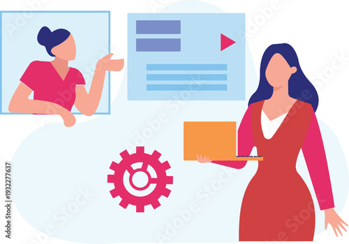 The girl is talking online