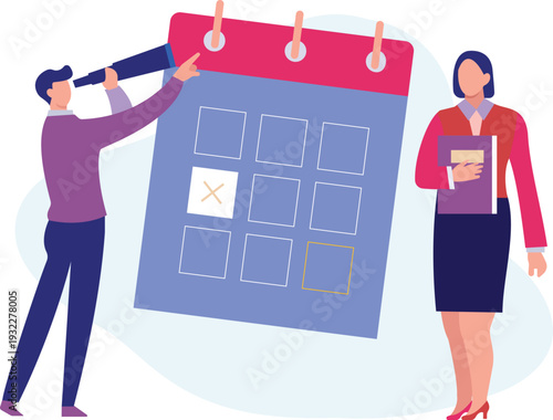 The boy is seeing calendar remainder by spyglass