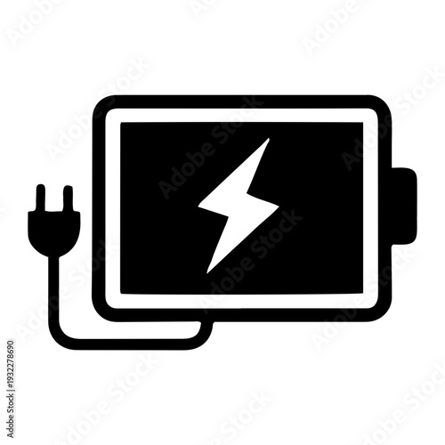 Electric Wheelchair Battery Charging Solid Icon