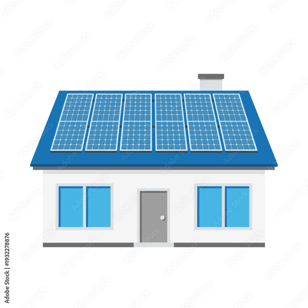 Fototapeta premium A house with solar panel installation on the roof